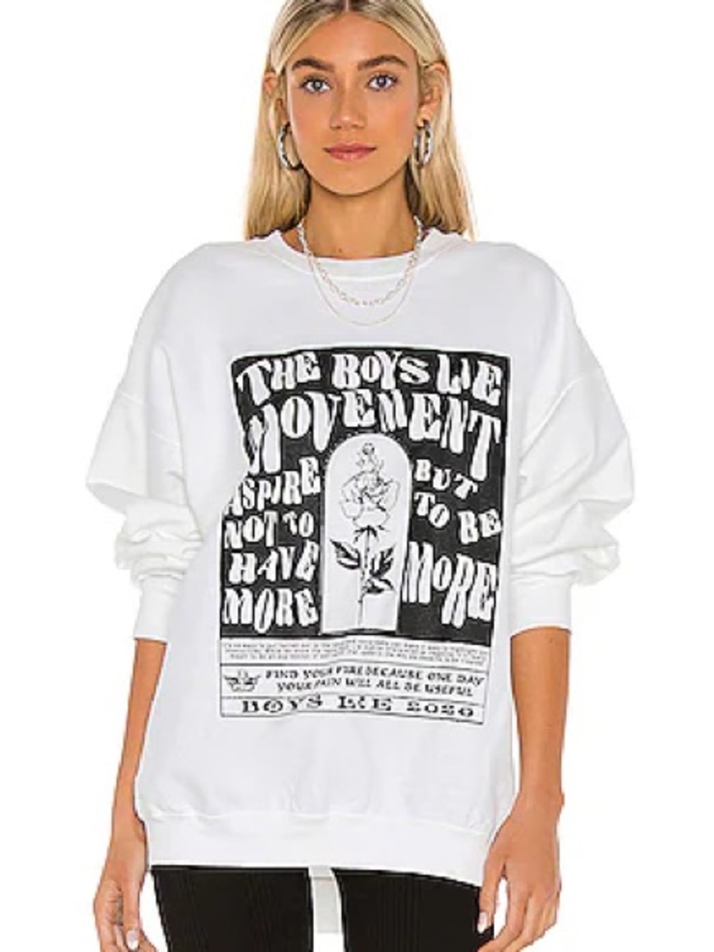 Boys Lie Movement Graphic Sweatshirt White Oversized